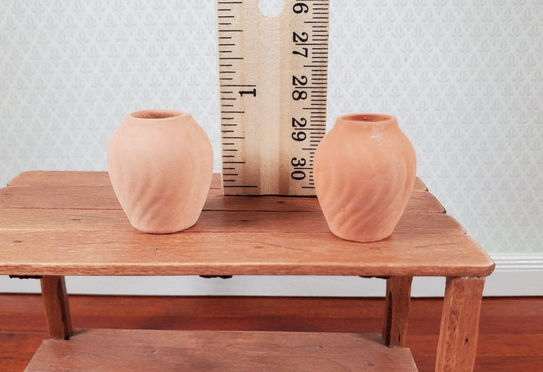 Dollhouse Terra Cotta Vase Set of 2 Unglazed 1:12 Scale Miniatures - MiniatureCrush