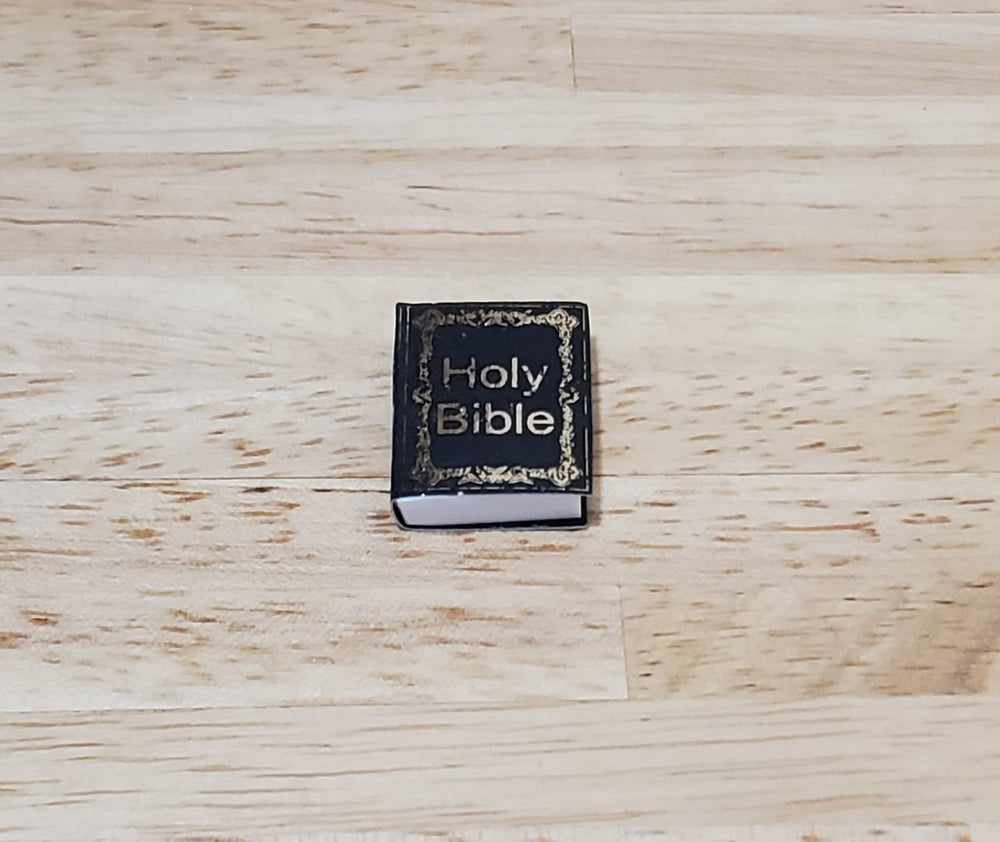 Dollhouse The Holy Bible Book Black & Gold 1:12 Scale Miniature (blank inside) - MiniatureCrush