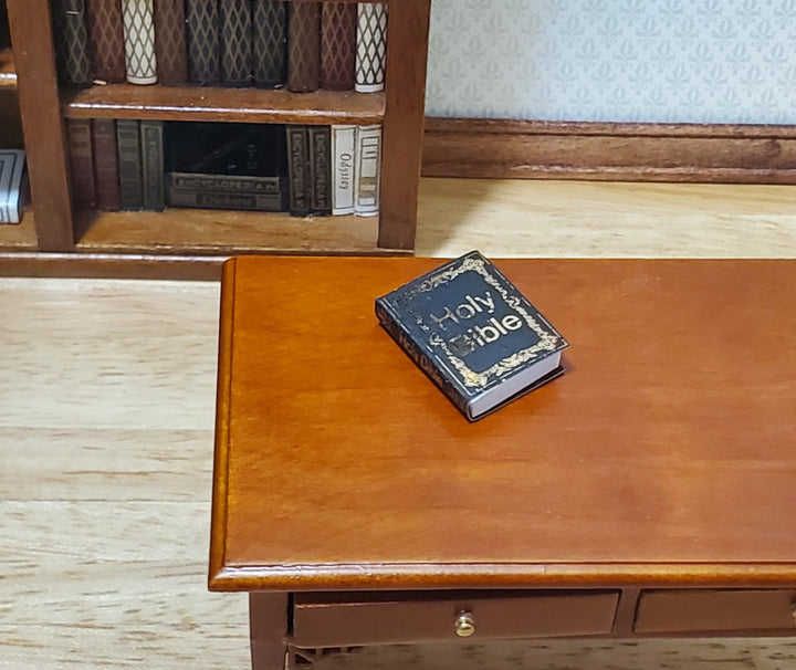 Dollhouse The Holy Bible Book Black & Gold 1:12 Scale Miniature (blank inside) - MiniatureCrush