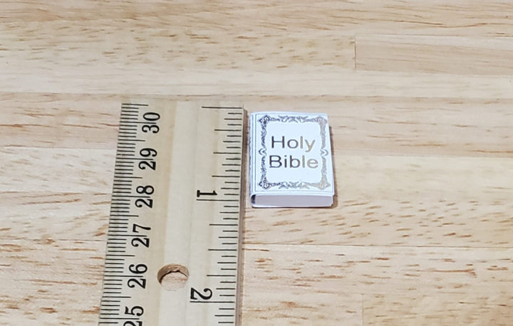 Dollhouse The Holy Bible Book White & Gold 1:12 Scale Miniature (blank inside) - MiniatureCrush