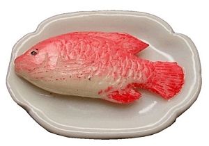 Dollhouse Tilapia Fish on Plate 1:12 Scale Miniature Food Kitchen - MiniatureCrush