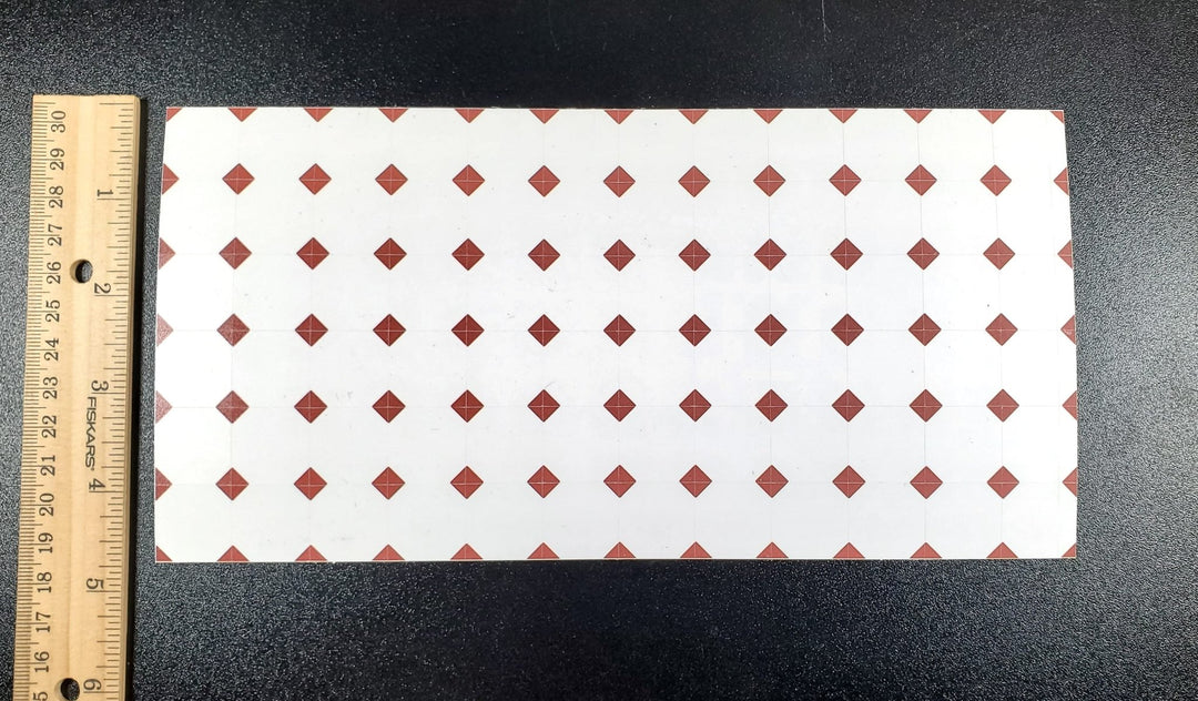 Dollhouse Tile Floor Sheet White with Dark Red Diamonds 1:12 Scale Miniature - MiniatureCrush