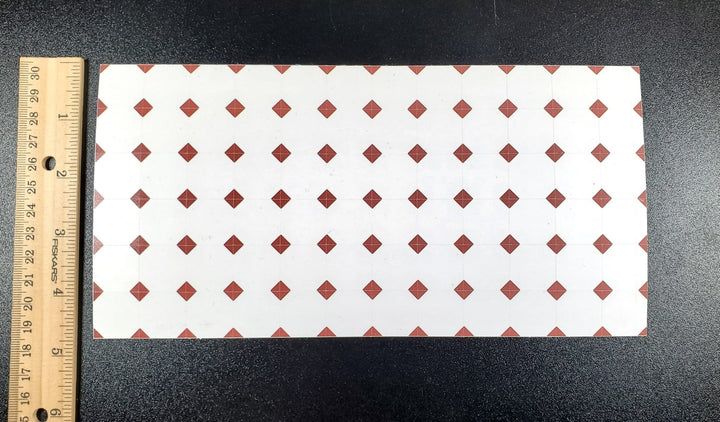 Dollhouse Tile Floor Sheet White with Dark Red Diamonds 1:12 Scale Miniature - MiniatureCrush