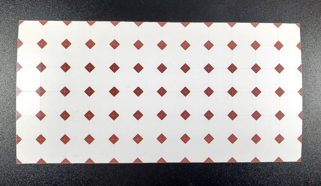 Dollhouse Tile Floor Sheet White with Dark Red Diamonds 1:12 Scale Miniature - MiniatureCrush
