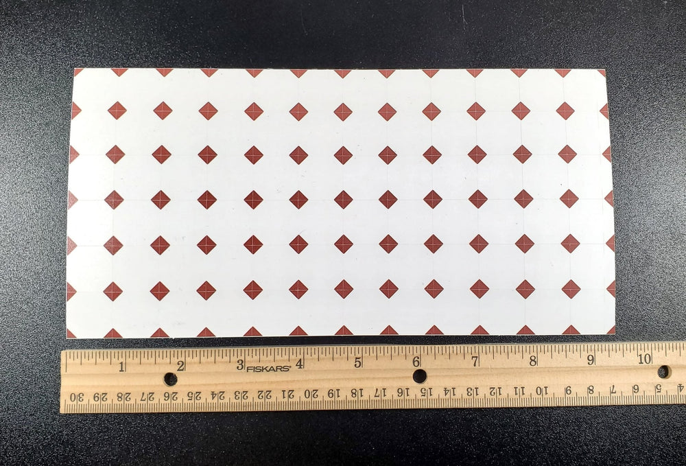 Dollhouse Tile Floor Sheet White with Dark Red Diamonds 1:12 Scale Miniature - MiniatureCrush