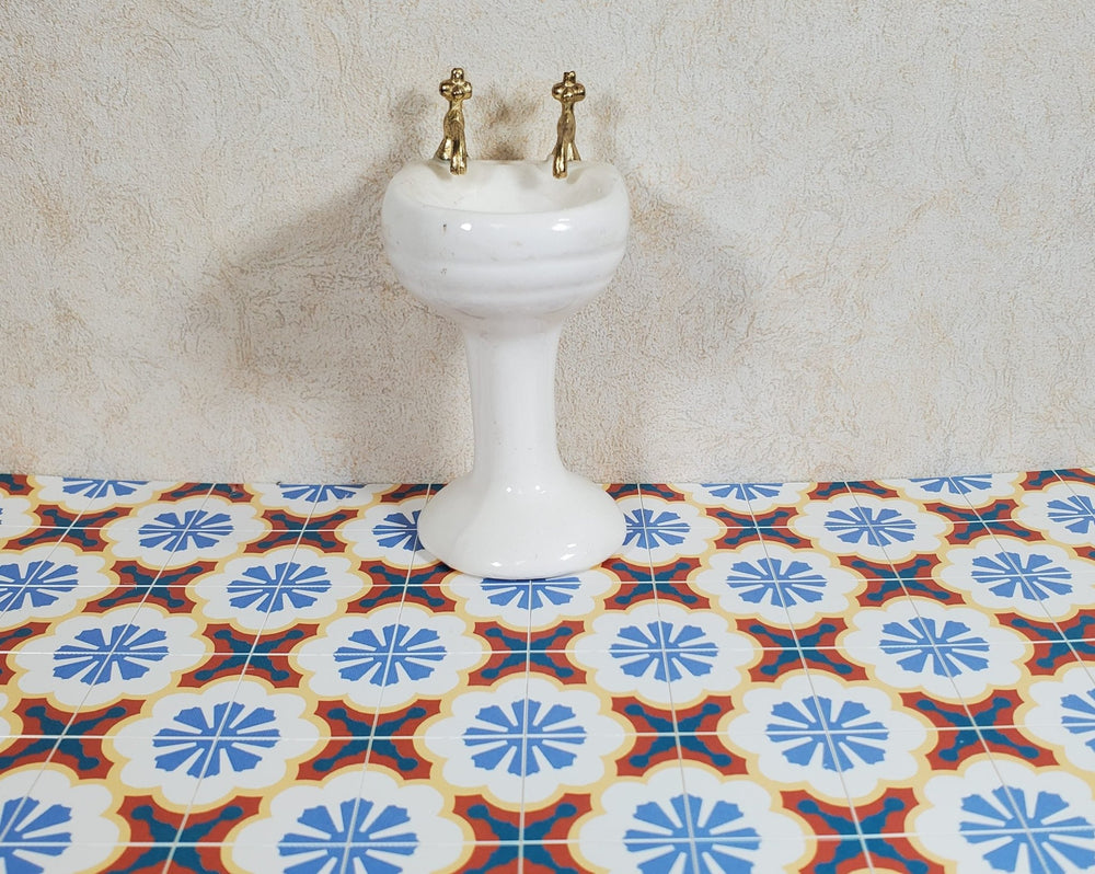 Dollhouse Tile Flooring Sheet Colorful Victorian Mosaic 1:12 Scale Miniature - MiniatureCrush