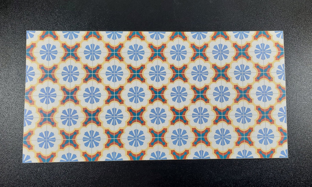 Dollhouse Tile Flooring Sheet Colorful Victorian Mosaic 1:12 Scale Miniature - MiniatureCrush