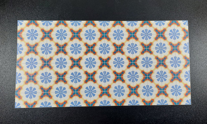 Dollhouse Tile Flooring Sheet Colorful Victorian Mosaic 1:12 Scale Miniature - MiniatureCrush