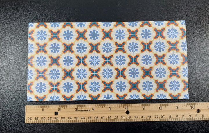 Dollhouse Tile Flooring Sheet Colorful Victorian Mosaic 1:12 Scale Miniature - MiniatureCrush