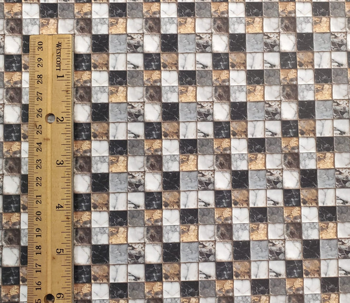 Dollhouse Tile Paper Flooring or Backsplash Black White Gold 1:12 Scale - MiniatureCrush