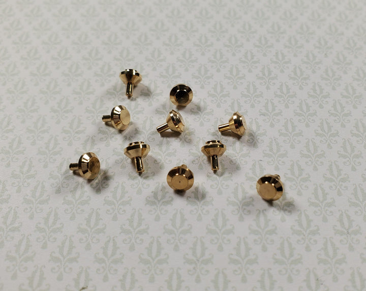 Dollhouse Tiny Gold Brass Knobs for Door or Drawer Pulls 10 pcs 1:12 Scale - MiniatureCrush