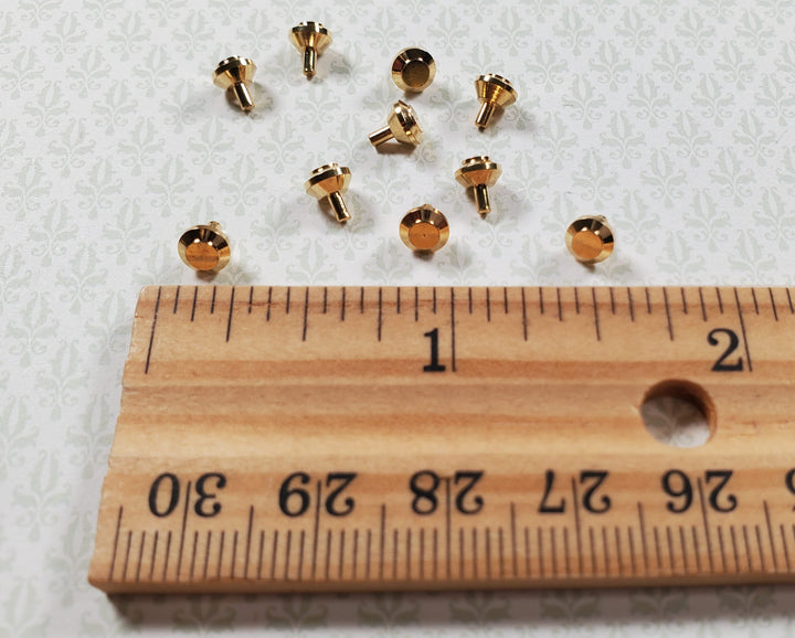 Dollhouse Tiny Gold Brass Knobs for Door or Drawer Pulls 10 pcs 1:12 Scale - MiniatureCrush