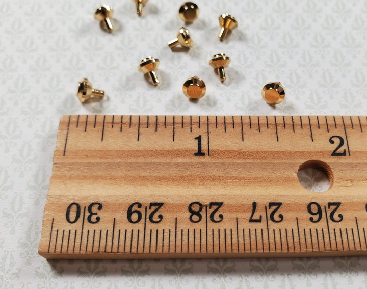 Dollhouse Tiny Gold Brass Knobs for Door or Drawer Pulls 10 pcs 1:12 Scale - MiniatureCrush