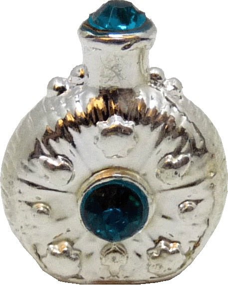 Dollhouse Tiny Perfume Bottle Jeweled Turquoise & Silver 1:12 Scale Miniature - MiniatureCrush