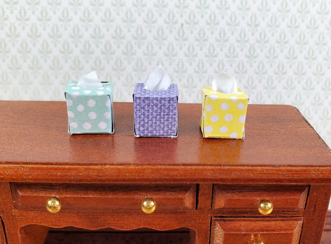 Dollhouse Tissue Boxes x3 1:12 Scale Miniature Modern Bathroom Green Yellow - Miniature Crush