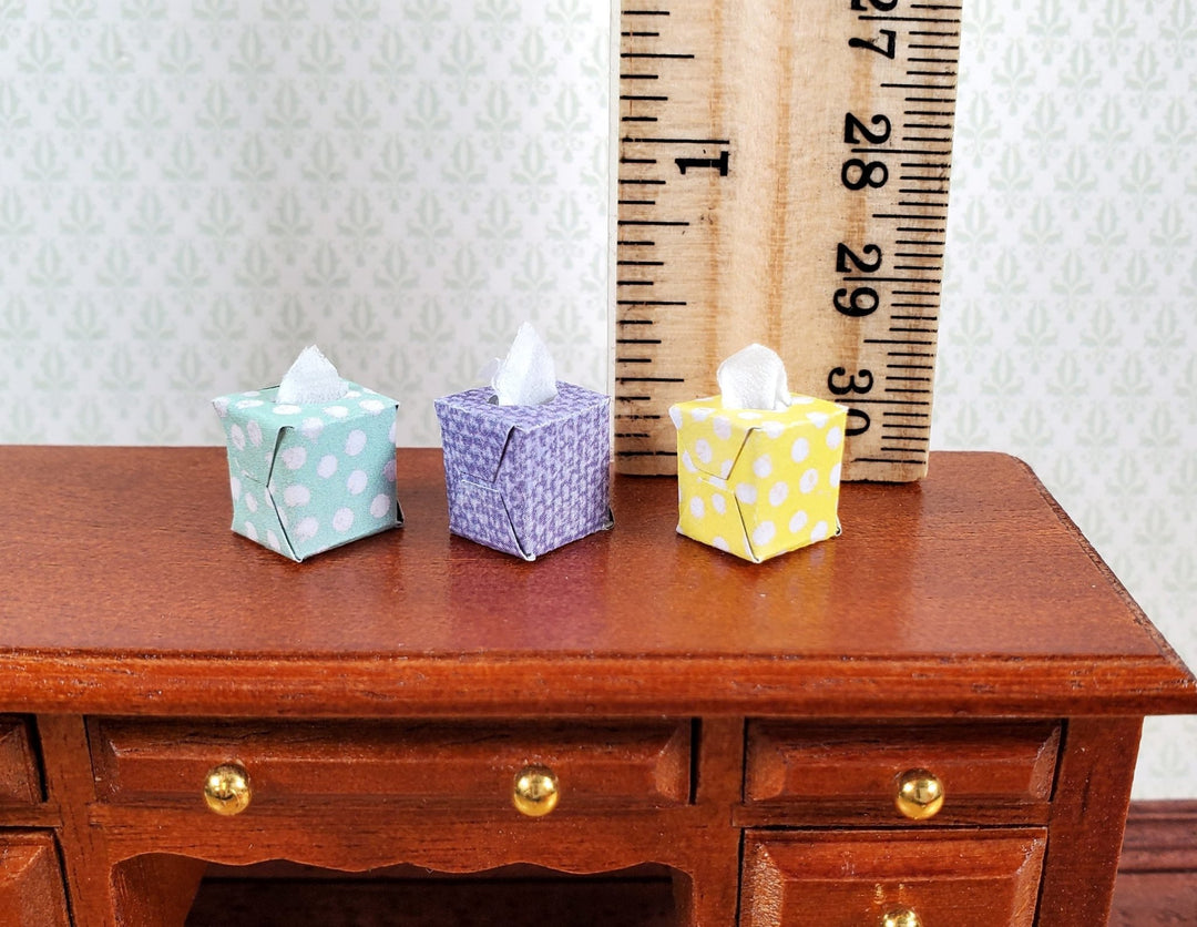 Dollhouse Tissue Boxes x3 1:12 Scale Miniature Modern Bathroom Green Yellow - Miniature Crush