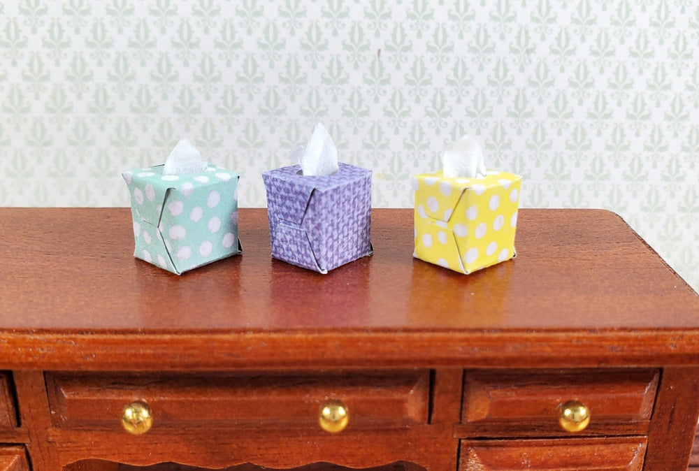 Dollhouse Tissue Boxes x3 1:12 Scale Miniature Modern Bathroom Green Yellow - Miniature Crush