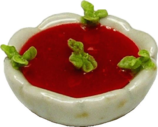 Dollhouse Tomato Soup in a Light Green Bowl 1:12 Scale Miniature Food Kitchen - MiniatureCrush