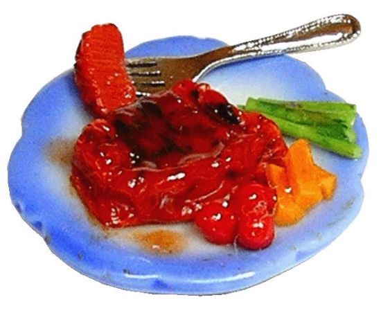 Dollhouse Top Sirloin with Fork Serving 1:12 Scale Miniature Food Kitchen - MiniatureCrush