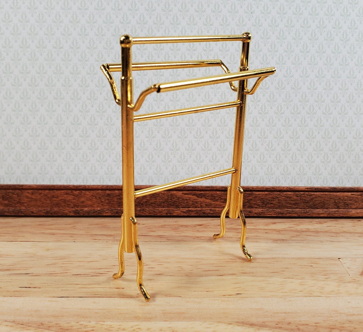 Dollhouse Towel Drying Rack Stand w/ Towels Metal 1:12 Scale Miniature Bathroom - Miniature Crush