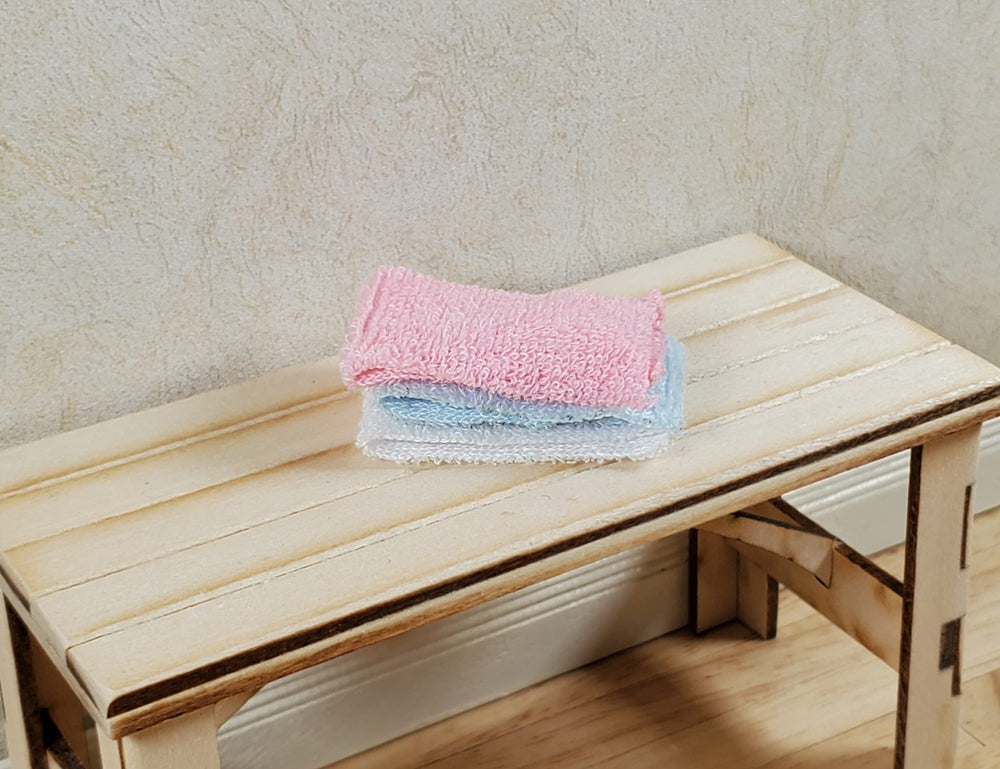 Dollhouse Towels Pink White Blue Set of 3 1:12 Scale Miniature Bathroom - MiniatureCrush