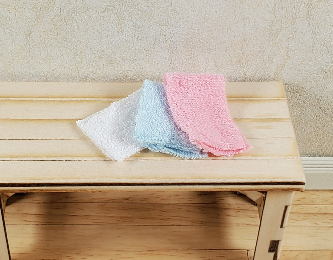 Dollhouse Towels Pink White Blue Set of 3 1:12 Scale Miniature Bathroom - MiniatureCrush