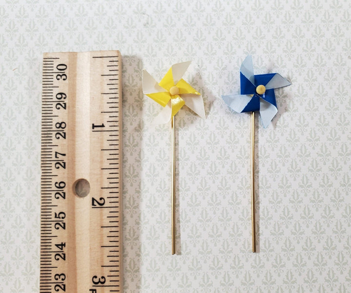 Dollhouse Toy Pinwheels Set of 2 Garden Windmills 1:12 Scale Miniatures - Miniature Crush