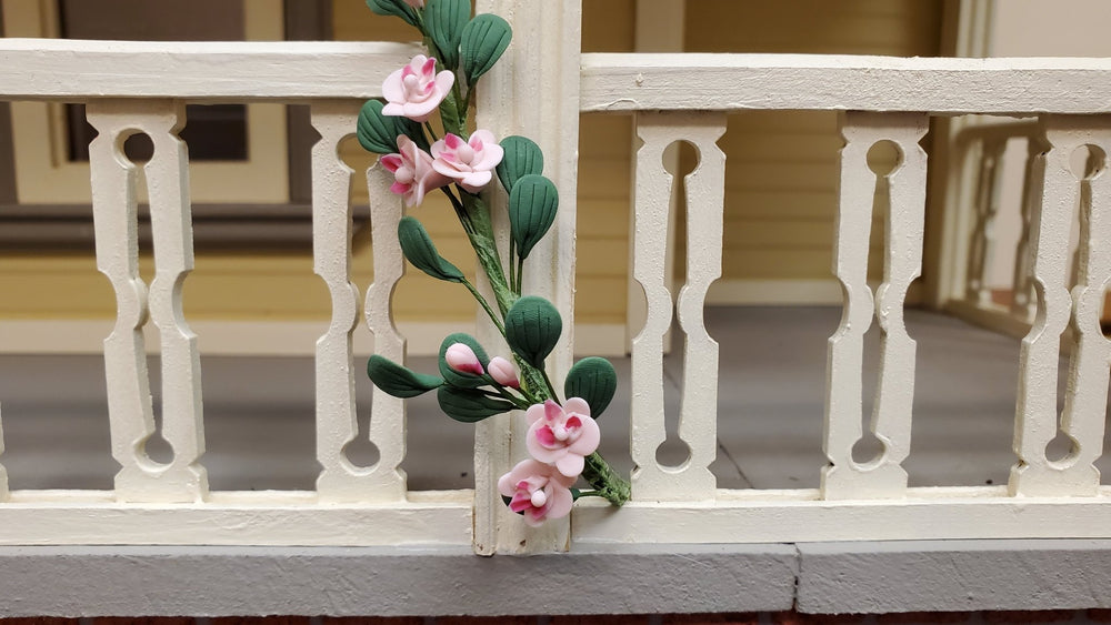Dollhouse Trailing Pink Camelia Vine 1:12 Scale Miniature Garden Plants Decor - MiniatureCrush