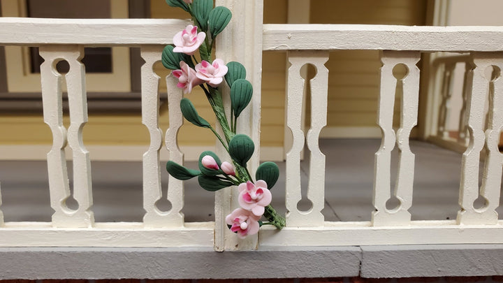 Dollhouse Trailing Pink Camelia Vine 1:12 Scale Miniature Garden Plants Decor - MiniatureCrush