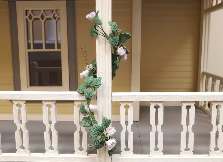 Dollhouse Trailing Purple 2 Tone Camelia Vine 1:12 Scale Miniature Garden Flower - MiniatureCrush