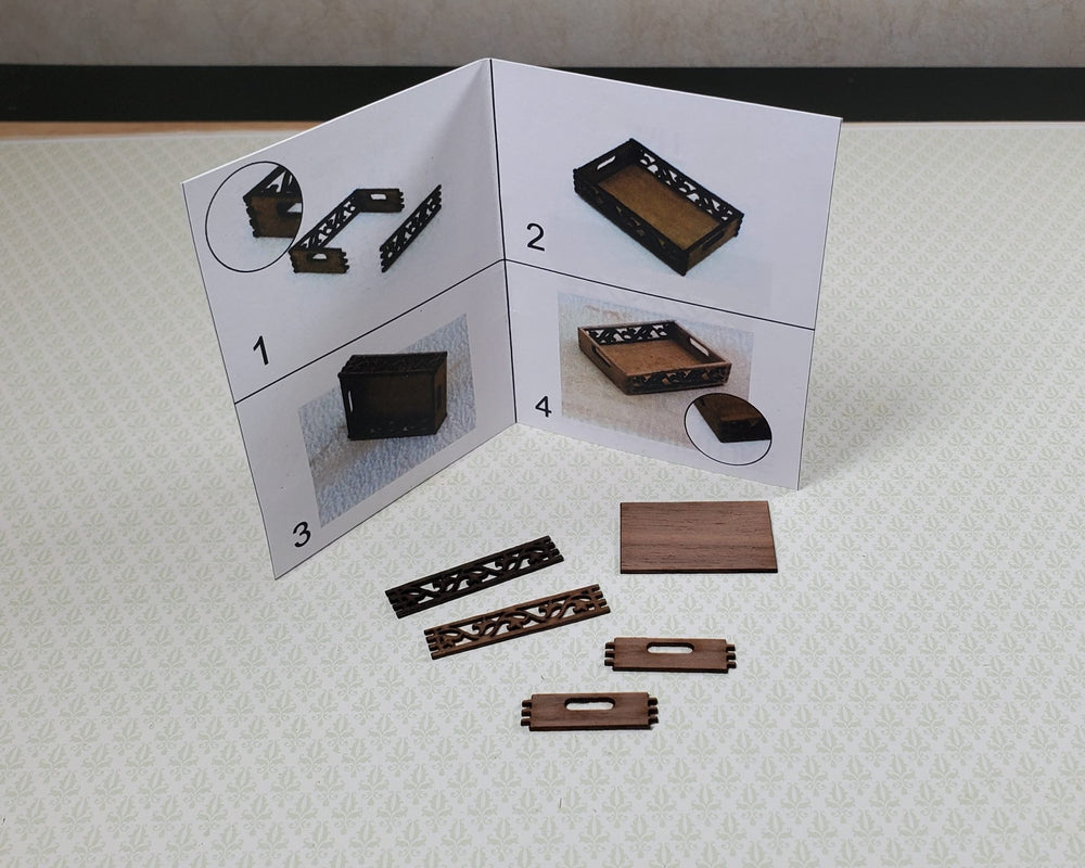 Dollhouse Tray Kit DIY 1:12 Scale Miniature Cut from Walnut - MiniatureCrush