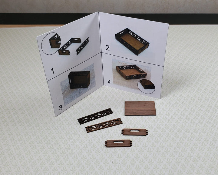 Dollhouse Tray Kit DIY 1:12 Scale Miniature Cut from Walnut - MiniatureCrush