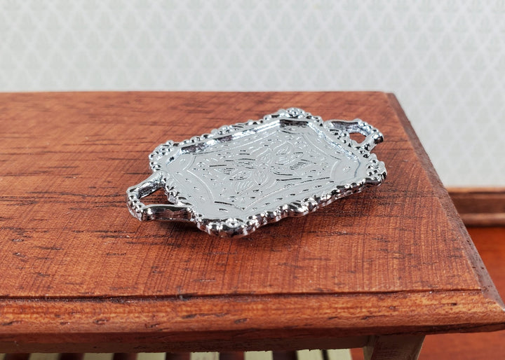 Dollhouse Tray Platter with Handles Silver Metal 1:12 Scale Miniature Accessory - Miniature Crush