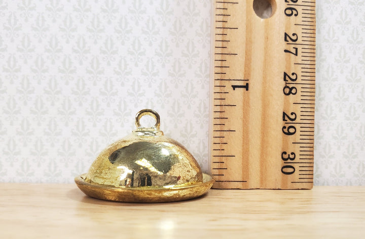 Dollhouse Tray Platter with Lid Gold Metal Finish 1:12 Scale Miniature Accessory - MiniatureCrush