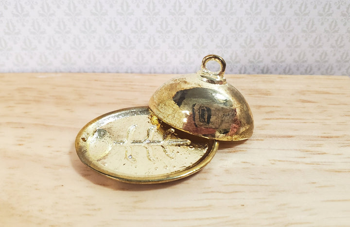 Dollhouse Tray Platter with Lid Gold Metal Finish 1:12 Scale Miniature Accessory - MiniatureCrush