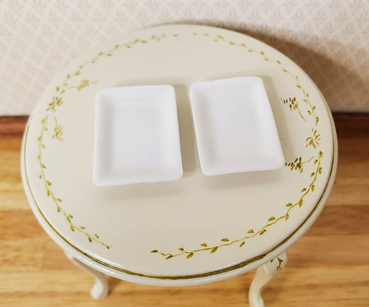 Dollhouse Tray White Ceramic Set of 2 1:12 Scale Miniature Dishes - MiniatureCrush