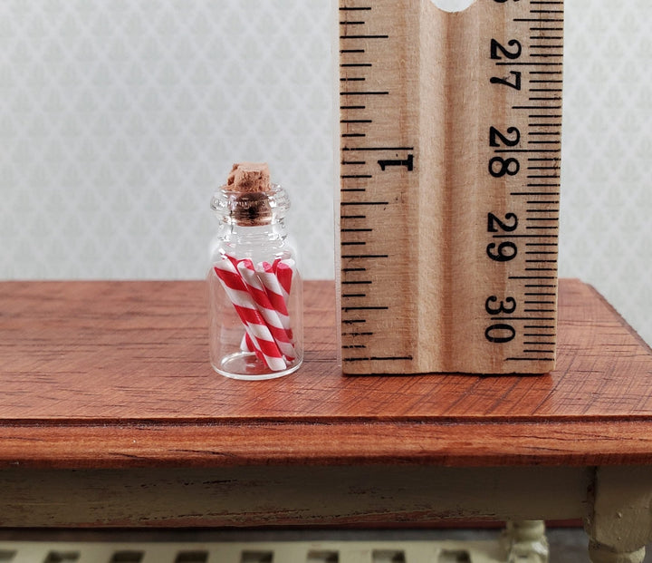 Dollhouse Treat Jar with Red White Striped Candy 1:12 Scale Miniature Christmas - Miniature Crush