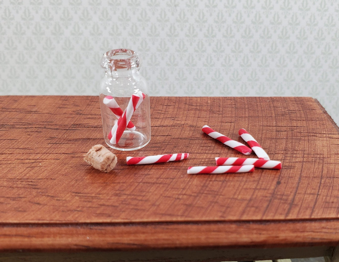 Dollhouse Treat Jar with Red White Striped Candy 1:12 Scale Miniature Christmas - Miniature Crush