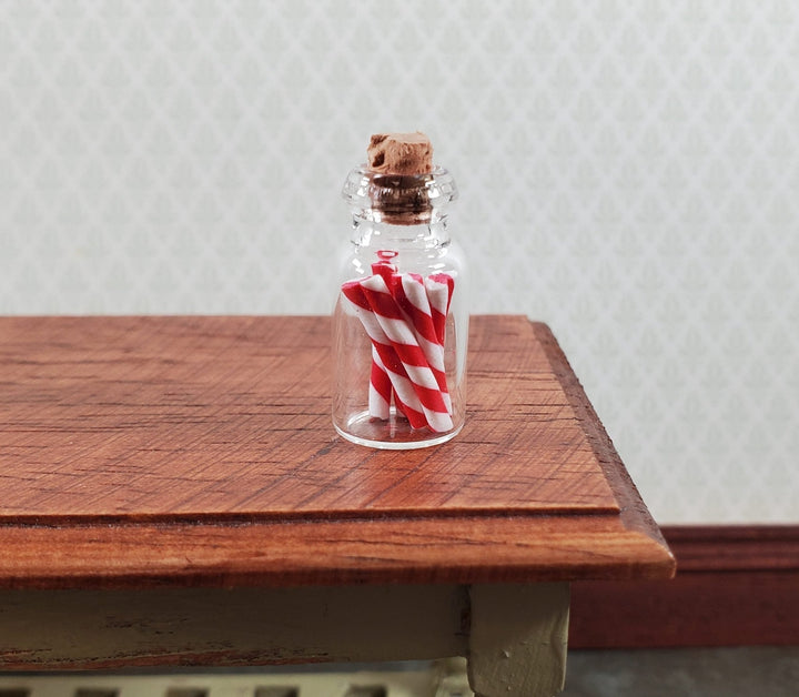 Dollhouse Treat Jar with Red White Striped Candy 1:12 Scale Miniature Christmas - Miniature Crush