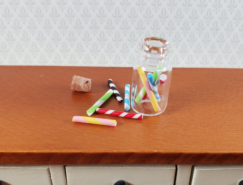 Dollhouse Treat Jar with Striped Stick Candy 1:12 Scale Miniatures Food Store - Miniature Crush