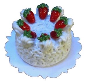 Dollhouse Tres Leches Cream Cake with Strawberry 1:12 Scale Miniature Dessert - MiniatureCrush