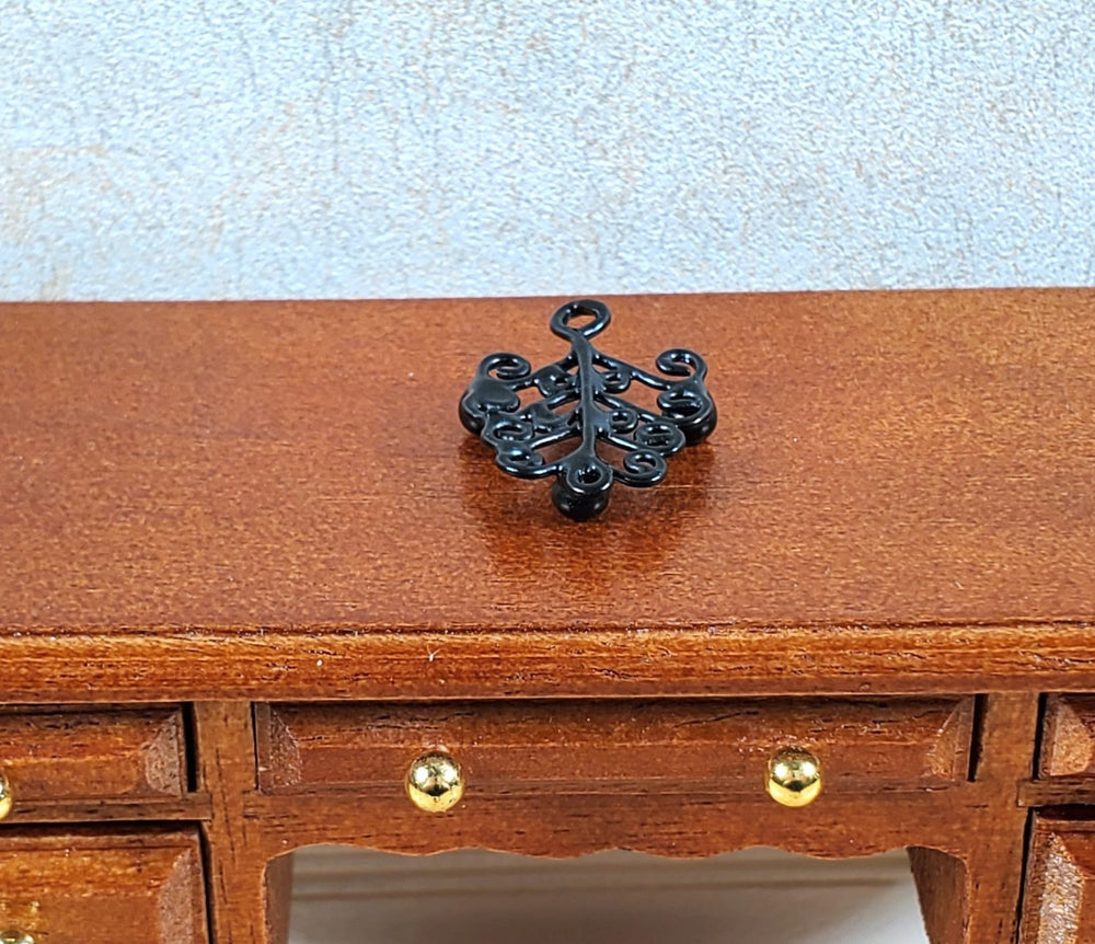 Dollhouse Trivet Hot Plate Black Scrolled Metal 1:12 Scale Miniature Kitchen - MiniatureCrush