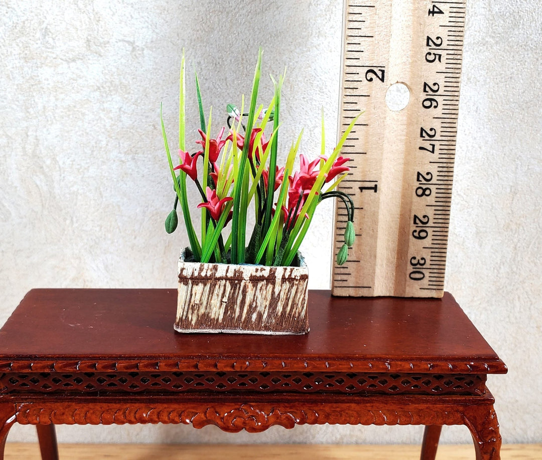 Dollhouse Tropical Flowers Arrangement in Rustic Planter 1:12 Scale Miniature - MiniatureCrush