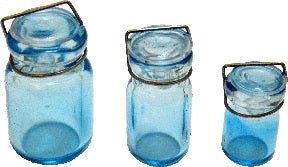 Dollhouse Turquoise Canning Jars Set S M L 1:12 Scale Miniature Kitchen Decor - MiniatureCrush