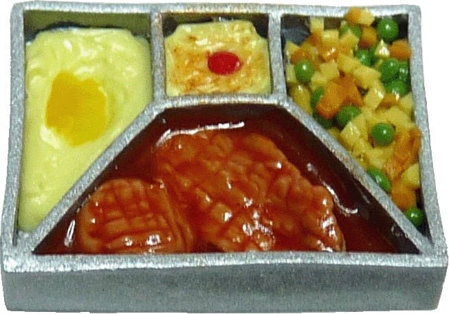 Dollhouse TV Dinner Meatloaf 1:12 Scale Miniature Food Kitchen - MiniatureCrush