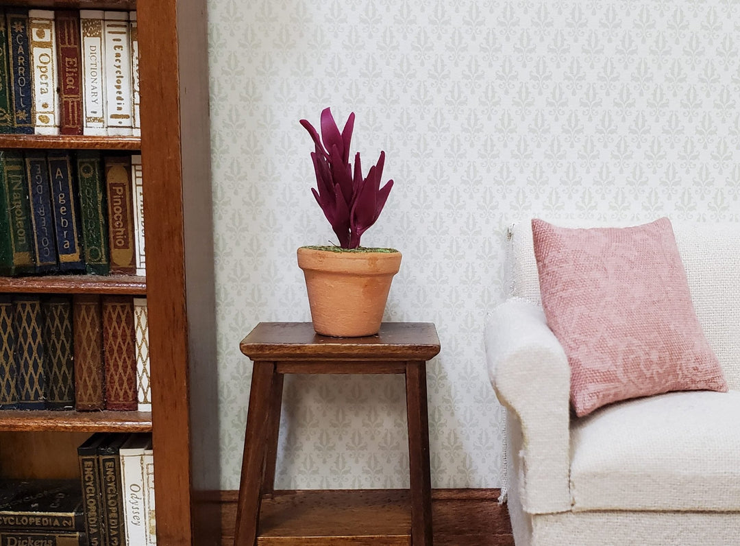 Dollhouse Twisted Sister Purple Plant in a Terra Cotta Pot 1:12 Scale Miniature - MiniatureCrush