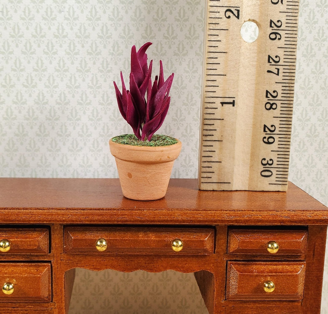 Dollhouse Twisted Sister Purple Plant in a Terra Cotta Pot 1:12 Scale Miniature - MiniatureCrush