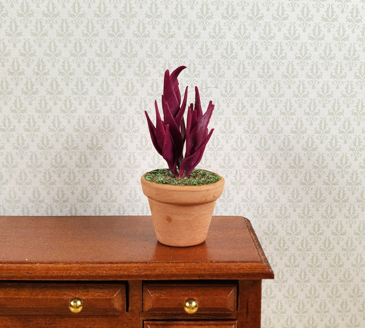 Dollhouse Twisted Sister Purple Plant in a Terra Cotta Pot 1:12 Scale Miniature - MiniatureCrush