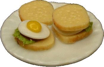 Dollhouse Two Egg Sandwiches on a Scalloped Plate 1:12 Scale Miniature Food - MiniatureCrush