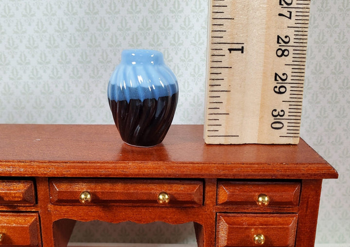Dollhouse Two Toned Black Ceramic Vase with Wave Pattern 1:12 Scale Miniature - MiniatureCrush